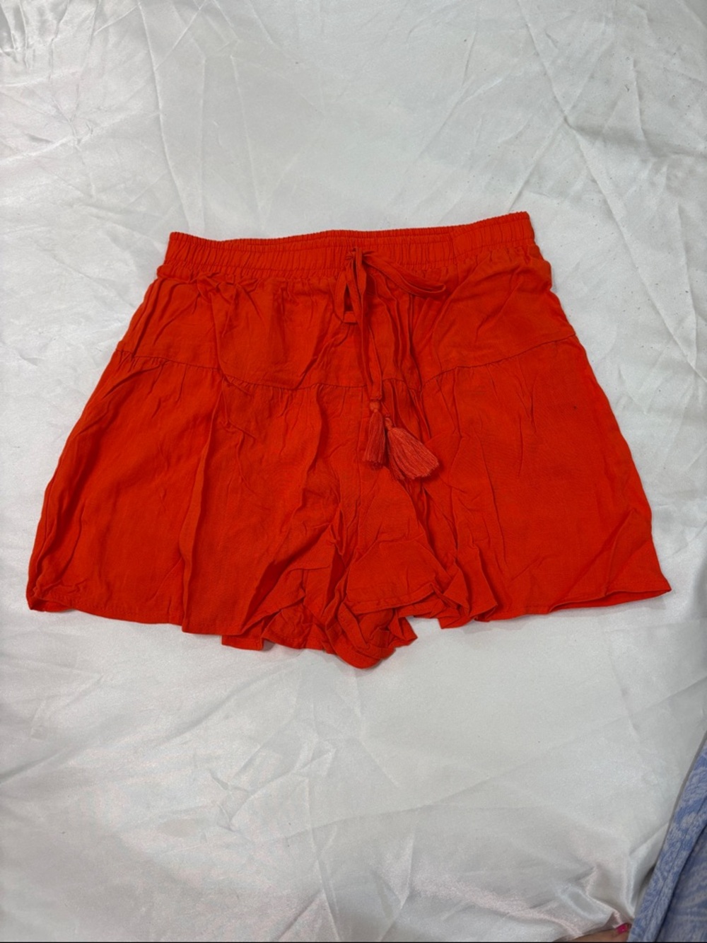 love, Fire Bright Red Tassel Drawstring Skort Shorts